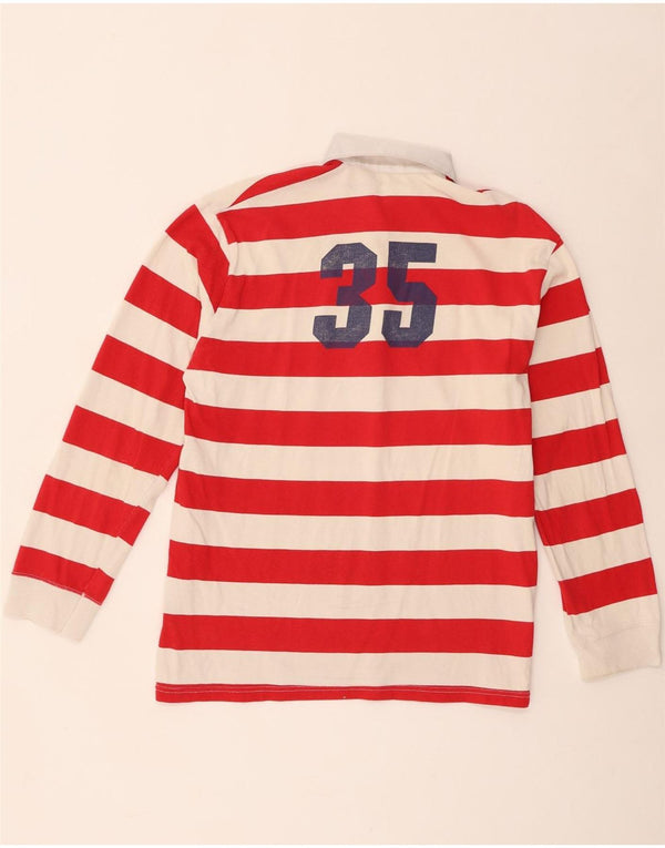 Polo da rugby da uomo a maniche lunghe con grafica Benetton a righe rosse medie