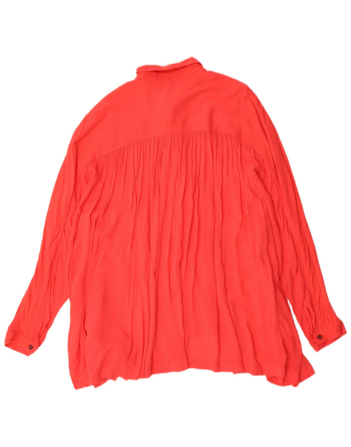 Abito camicia pullover oversize da donna vintage UK 10 piccolo spandex rosso