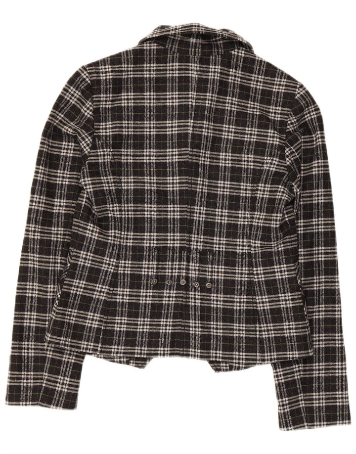 Giacca Blazer a 2 Bottoni da Donna Roccobarocco IT 44 Cotone Medio a Quadri Nero