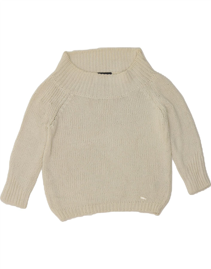 WOOLRICH Womens Overshirt Turtle Neck Jumper Sweater UK 10 Small Off White Vintage Woolrich and Second-Hand Woolrich from Messina Hembry 