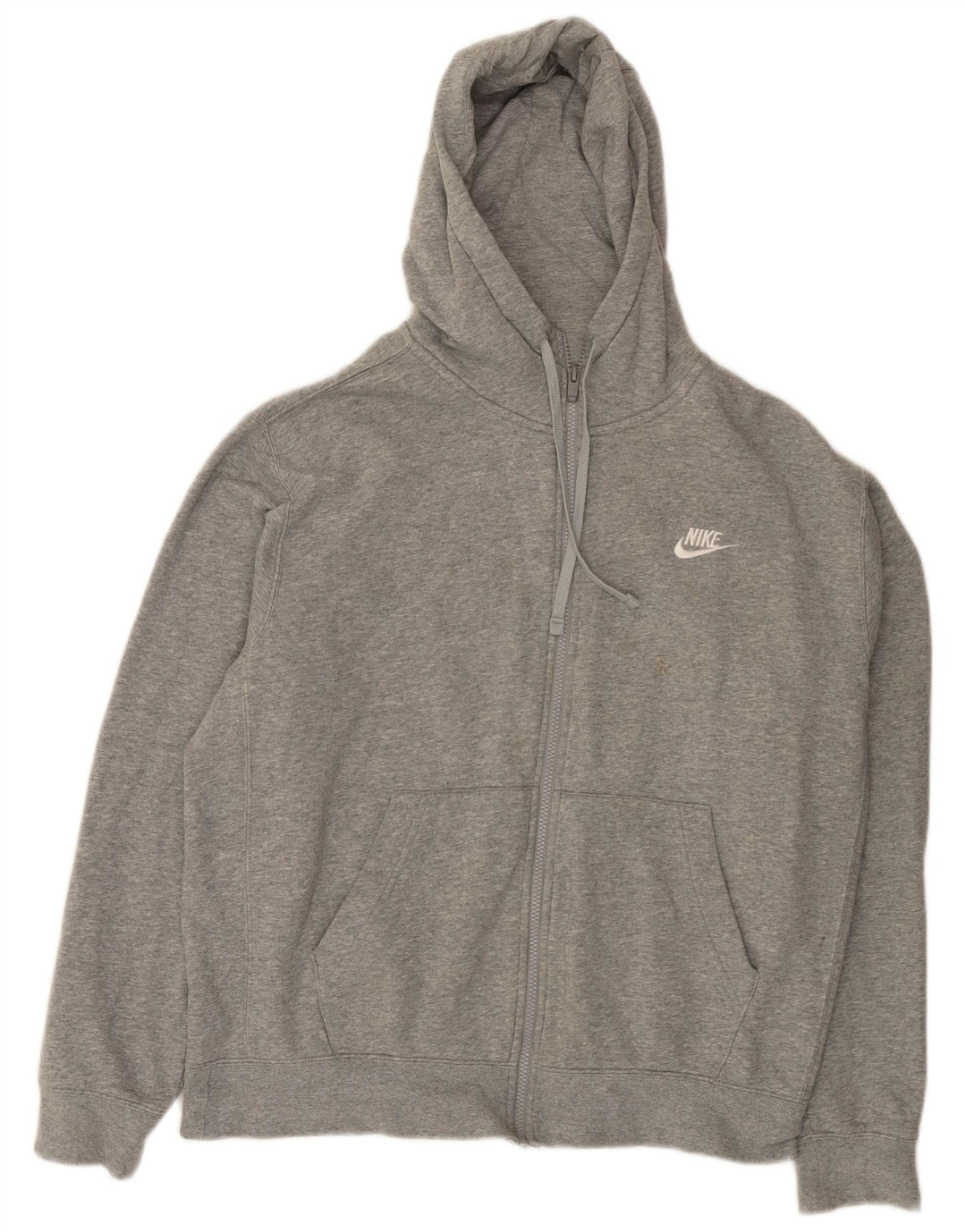 Felpa con cappuccio e zip Nike da uomo in cotone screziato grigio medio