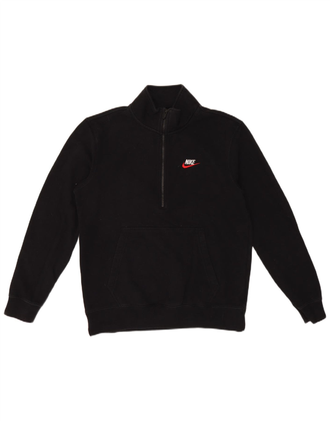 Felpa Nike da uomo con zip e collo, in cotone nero medio