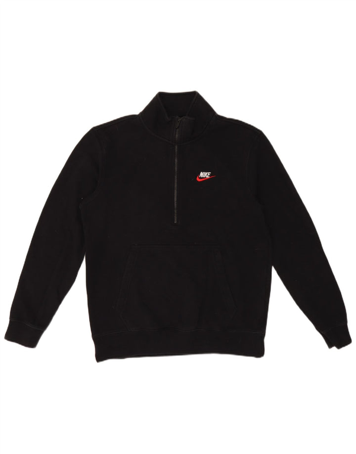 Felpa Nike da uomo con zip e collo, in cotone nero medio