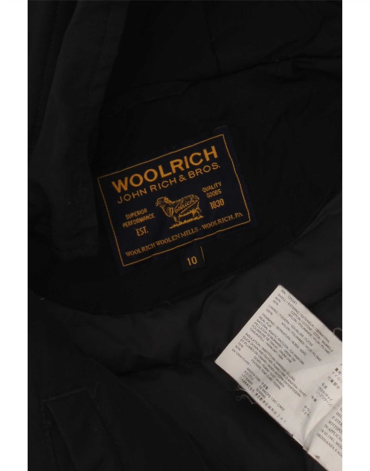 Giacca imbottita con cappuccio da bambino Woolrich 9-10 anni in cotone nero