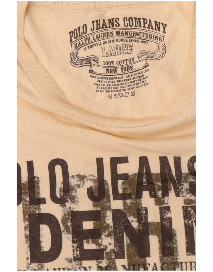 Ralph Lauren Top grafico da uomo a maniche lunghe in cotone beige grande