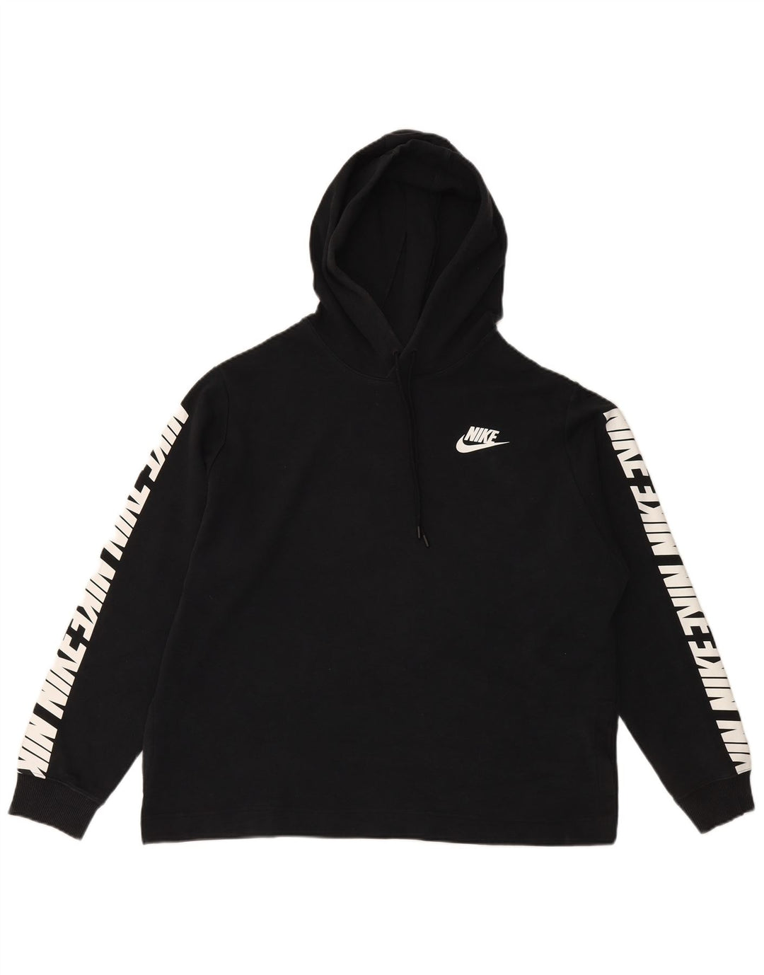 Felpa con cappuccio oversize con grafica NIKE da donna UK 18 XL in cotone nero