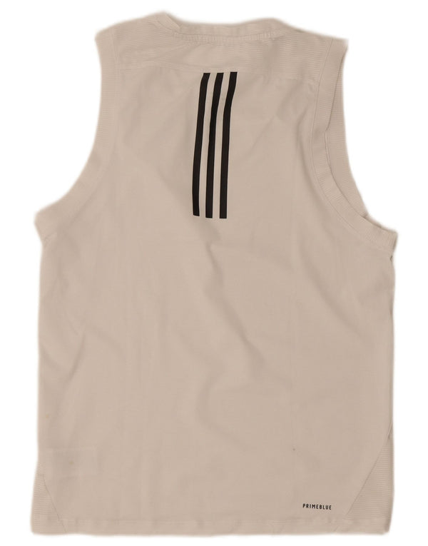 Canotta Adidas da uomo piccola piccola in poliestere bianco