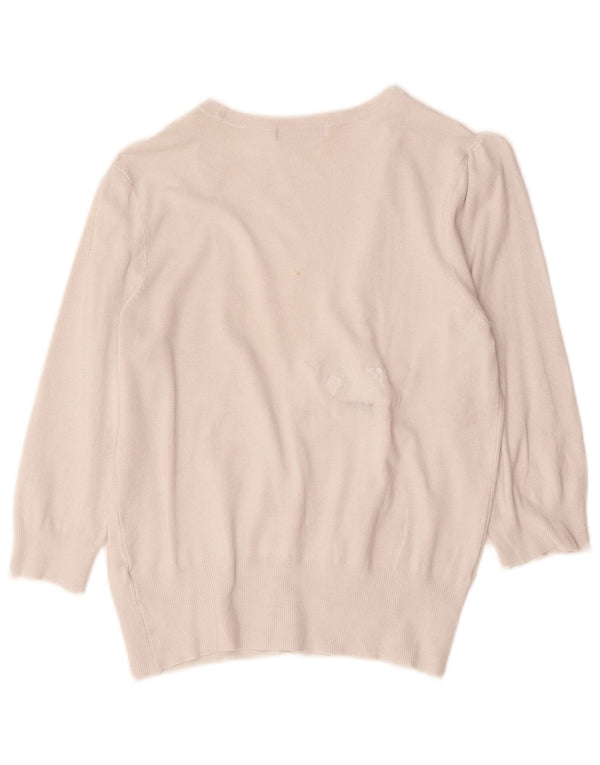 Maglione cardigan con maniche a 3/4 da donna Marks & Spencer UK 14 medio bianco sporco