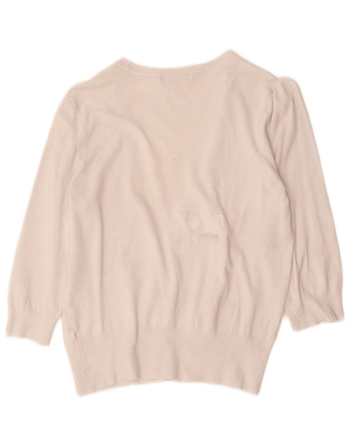 Maglione cardigan con maniche a 3/4 da donna Marks & Spencer UK 14 medio bianco sporco