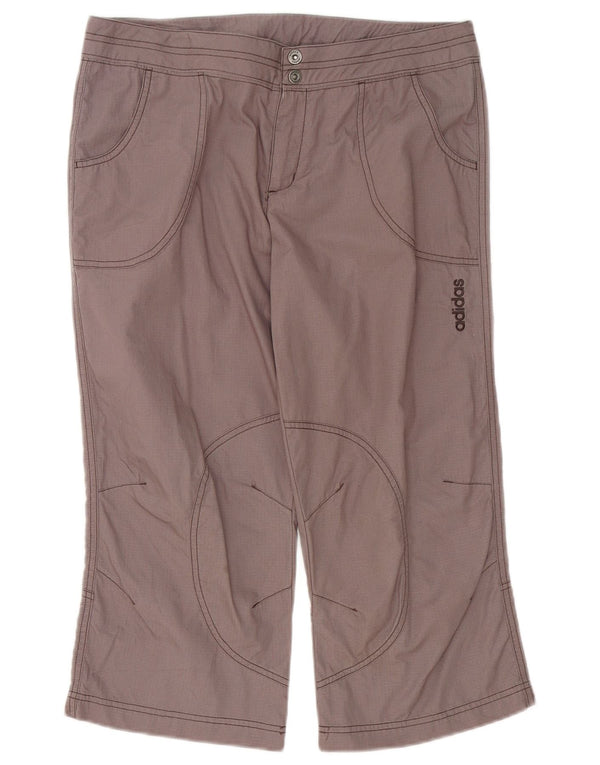 Pantaloni Capri dritti da donna Adidas UK 12 Medium W32 L22 Cotone grigio