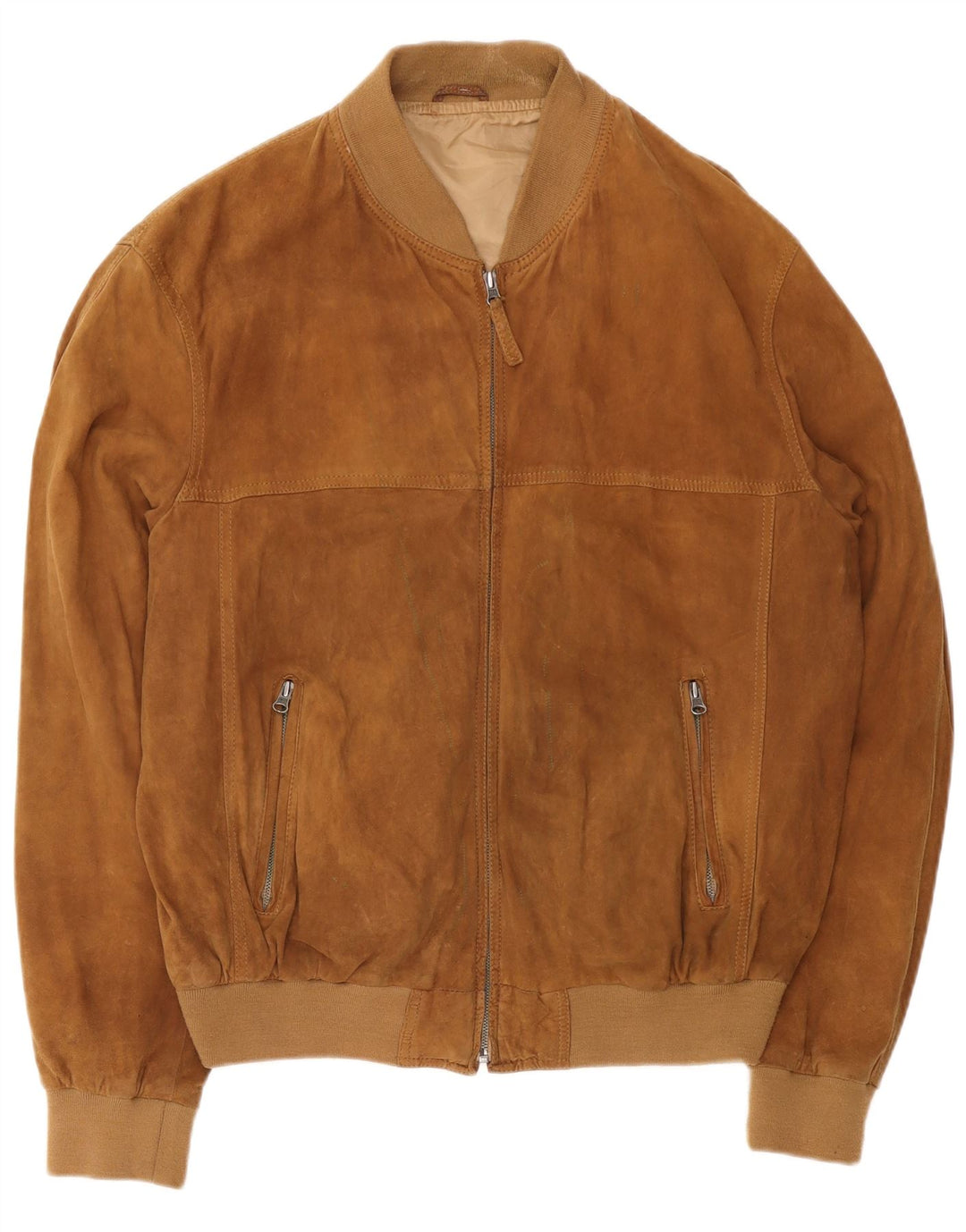 Giubbotto bomber in pelle scamosciata vintage da uomo UK 42 XL in pelle marrone