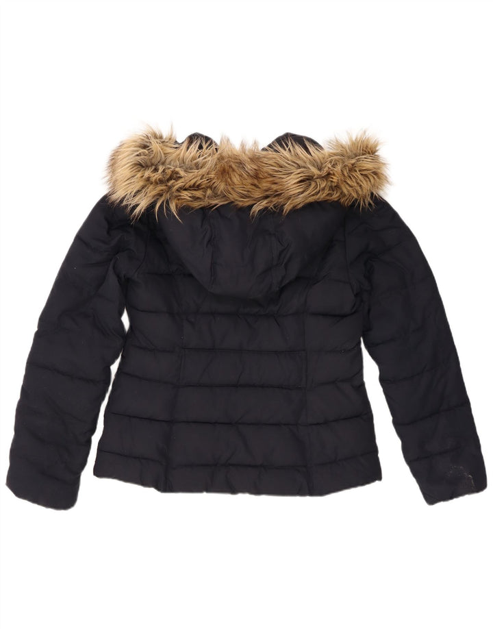 Giacca imbottita con cappuccio da donna Hollister UK 12 medio blu navy poliestere