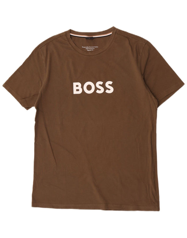 T-shirt grafica da uomo con vestibilità regolare Hugo Boss Top XL in cotone kaki
