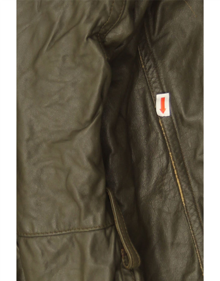 Giacca in pelle vintage da uomo IT 50 grande in pelle kaki