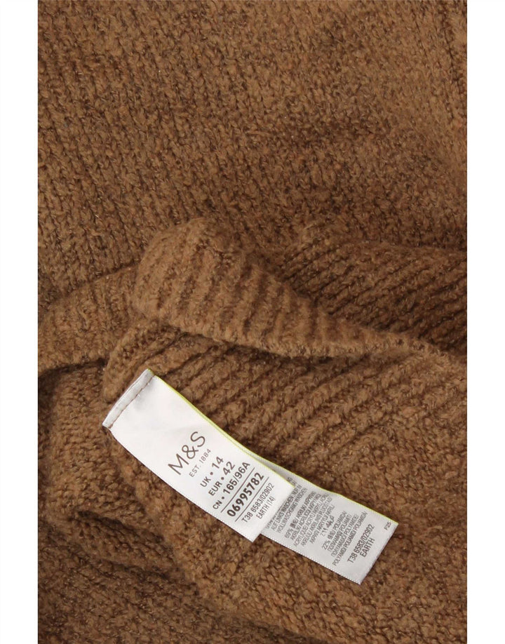 Maglione maglione a collo alto da donna Marks & Spencer UK 14 grande acrilico marrone
