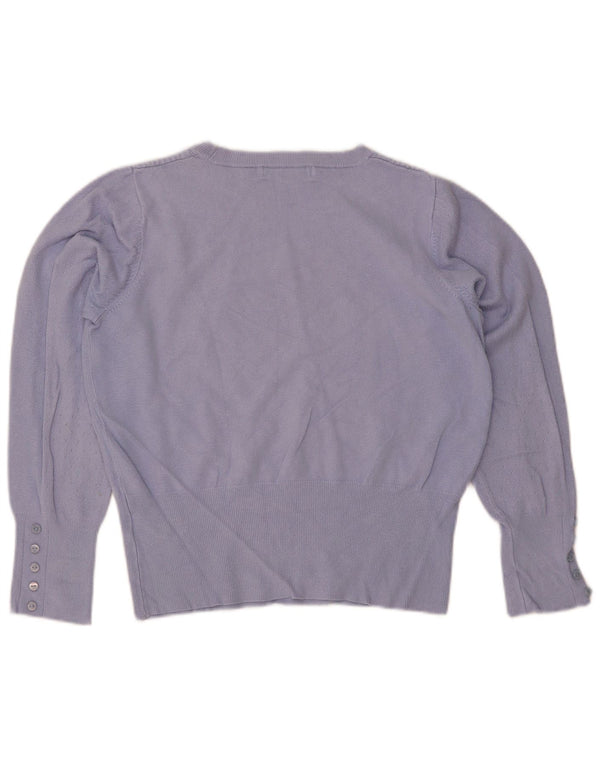 Marks & Spencer maglione corto con scollo a barca da donna UK 10 piccolo blu