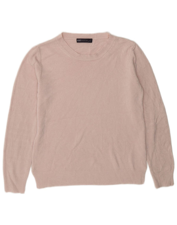 Maglione maglione con scollo a barca da donna Marks & Spencer UK 10 piccolo rosa