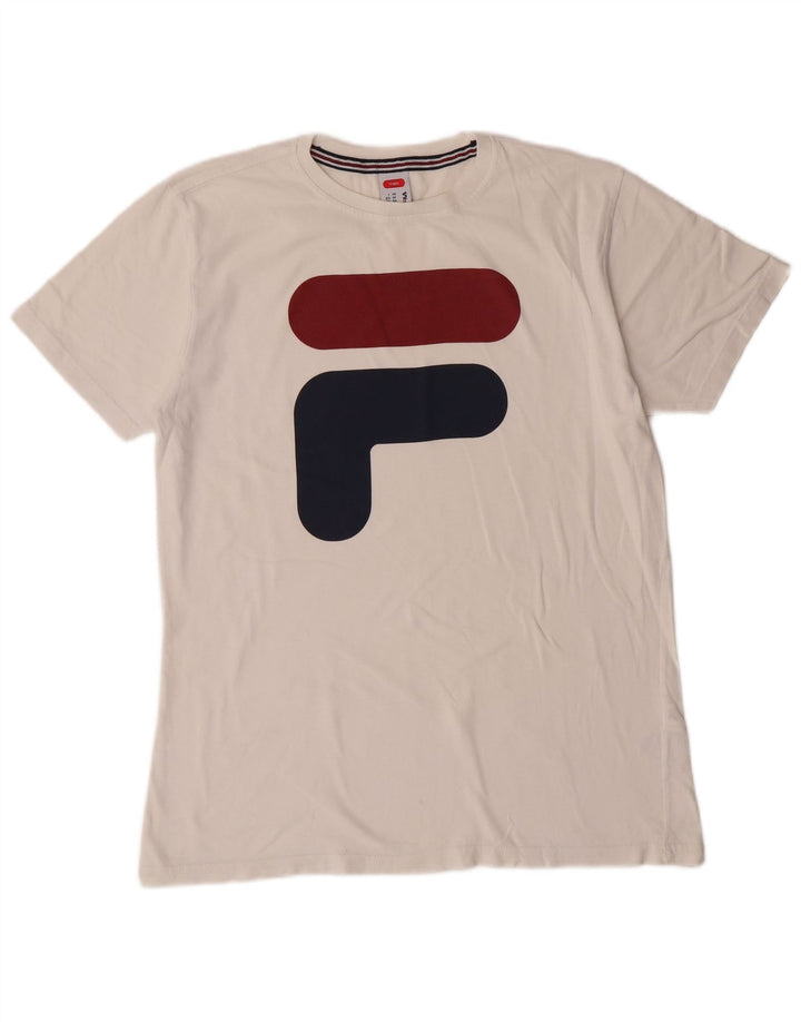 T-shirt grafica da tennis da uomo FILA Top IT 46 Small White Cotton Sports