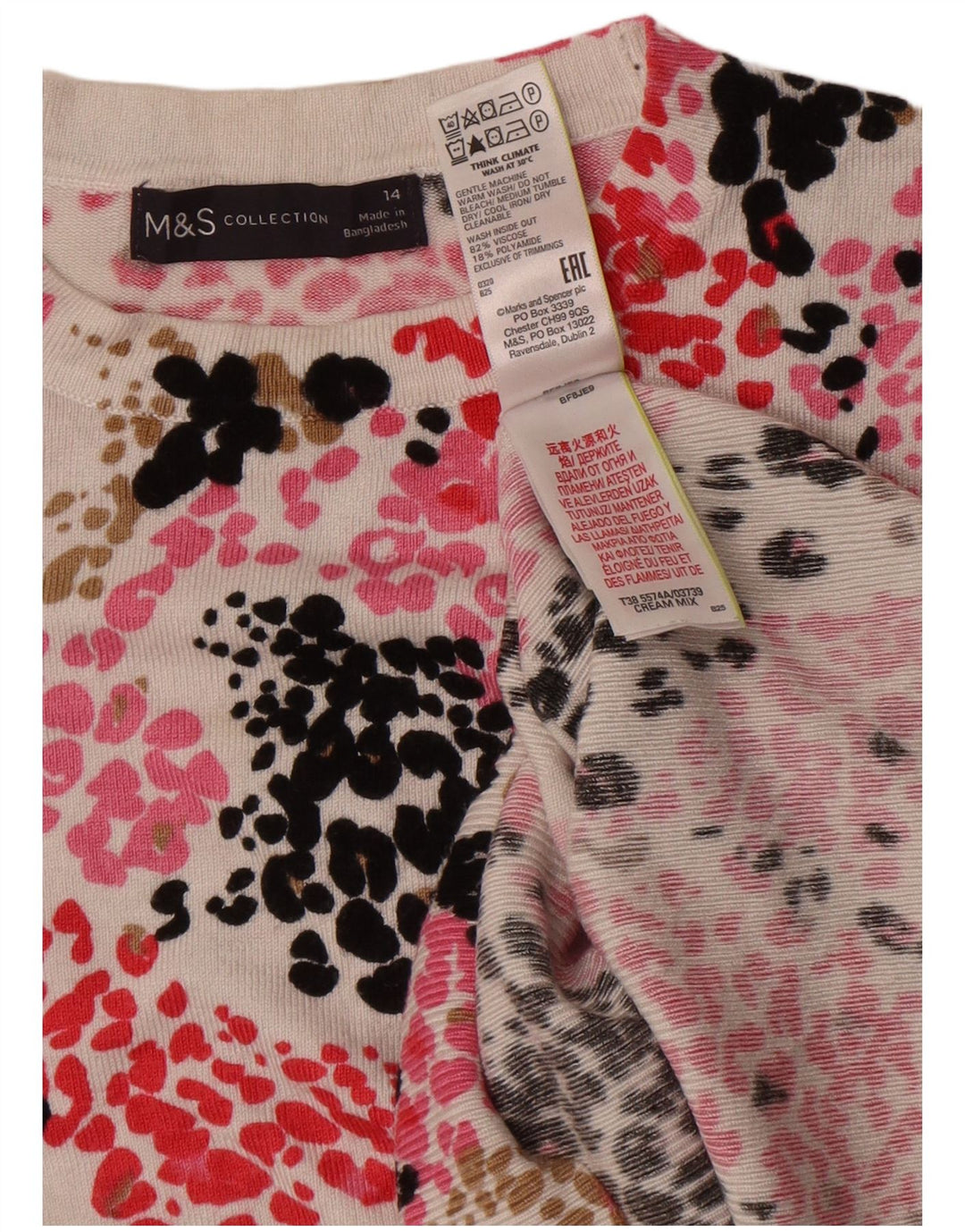 Maglione maglione girocollo da donna Marks & Spencer UK 14 grande multicolore
