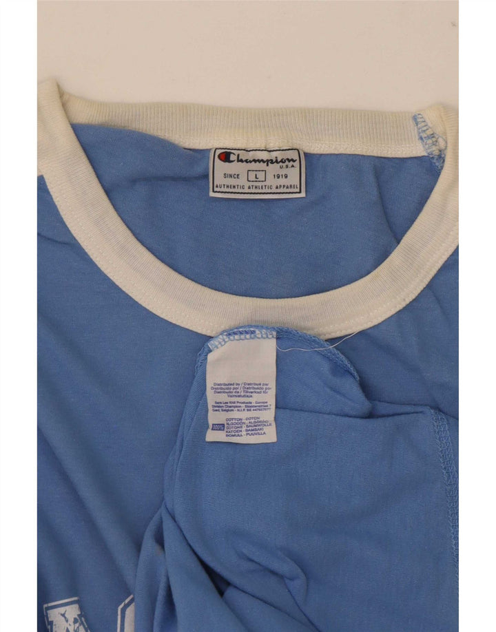 Champion Top grafico da uomo a maniche lunghe in cotone color block blu grande