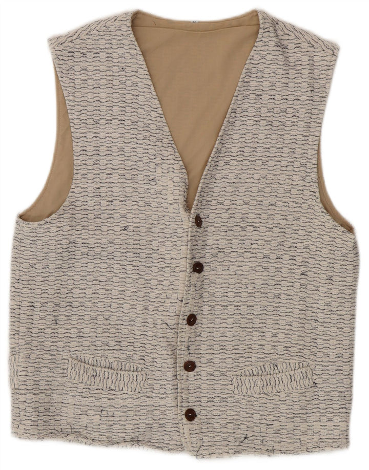 Gilet vintage da uomo medio bianco chiazzato