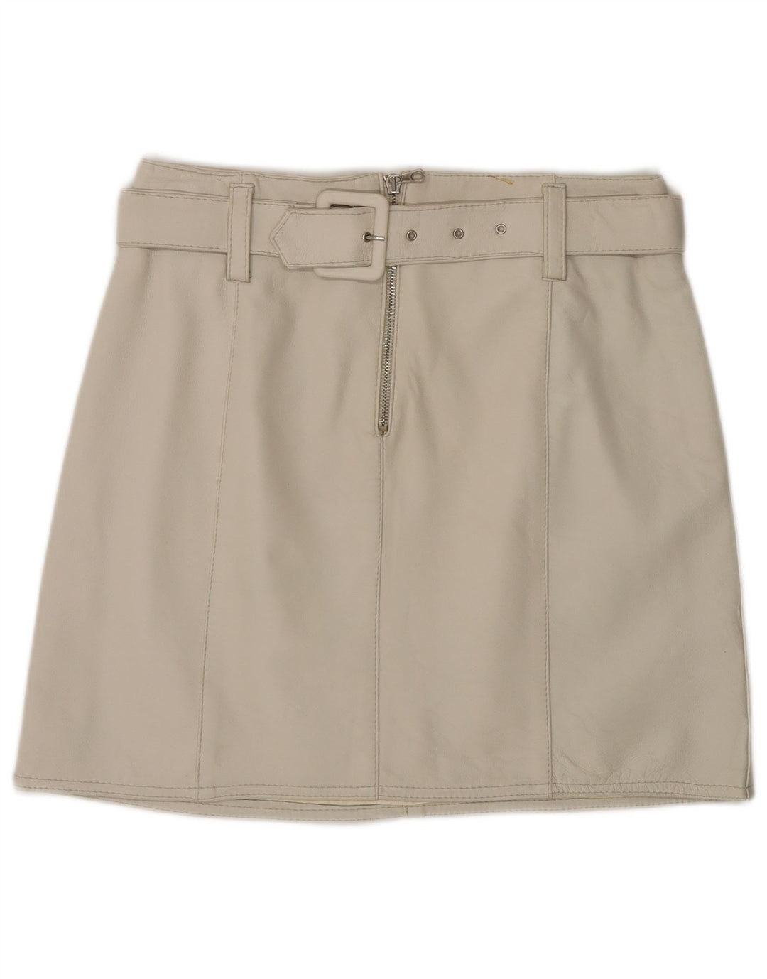 Gonna in pelle da donna VINTAGE IT 44 media W28 in pelle grigia