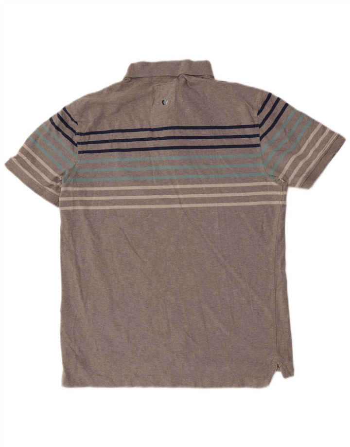 Polo da uomo Fat Face in cotone a righe grigio medio