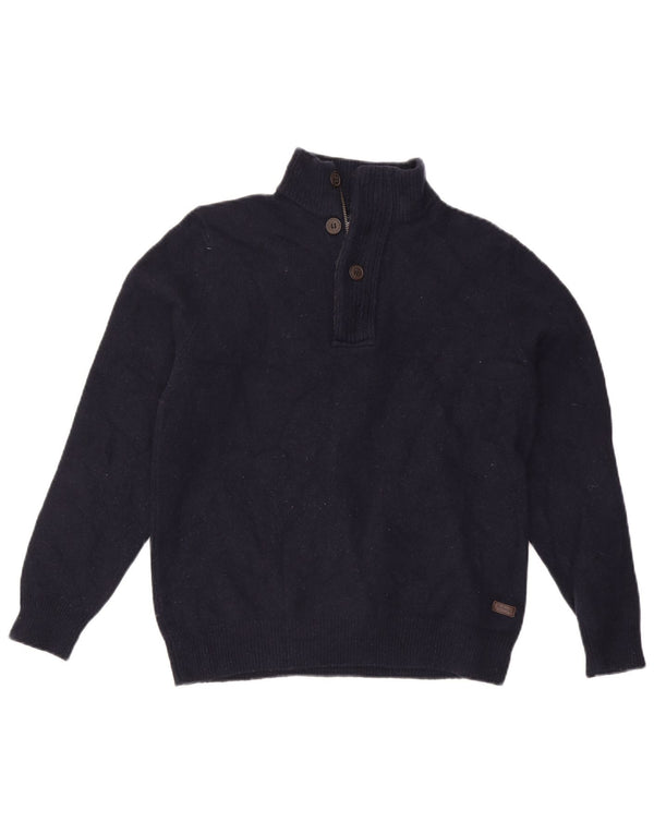 Barbour Uomo Maglione con zip collo maglione grande lana blu navy