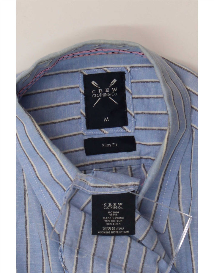 Crew Clothing Camicia da uomo slim fit in cotone a righe blu medio