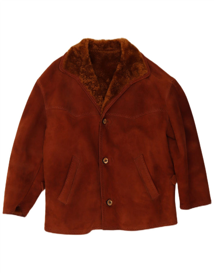 Giacca in shearling vintage da uomo UK 38 Marrone medio