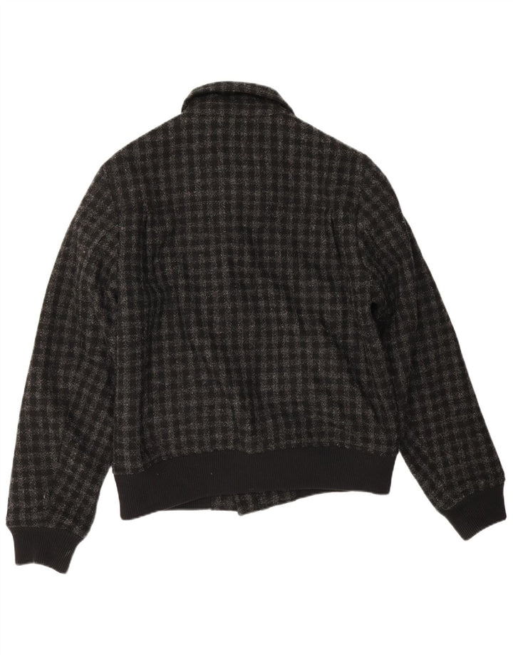 Giubbotto bomber da uomo All Saints UK 40 lana a quadri grigi grandi