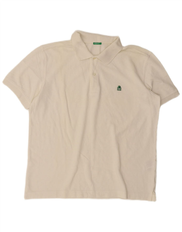 Polo Benetton Uomo XL Cotone Bianco