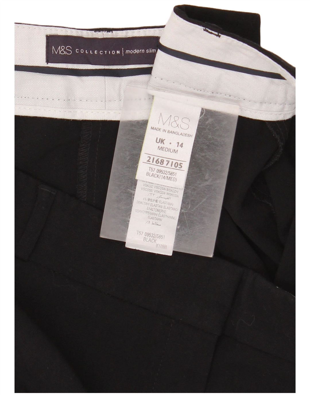 MARKS & SPENCER Pantaloni da abito corto da donna UK 14 Medio W34 L26 Nero