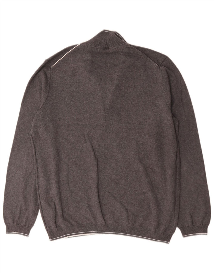 Felpa Hugo Boss da uomo con zip e collo, maglione XL, cotone grigio