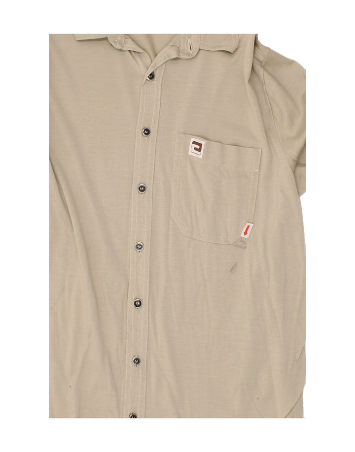 VINTAGE Mens Shirt Medium Beige Cotton Vintage Vintage and Second-Hand Vintage from Messina Hembry 