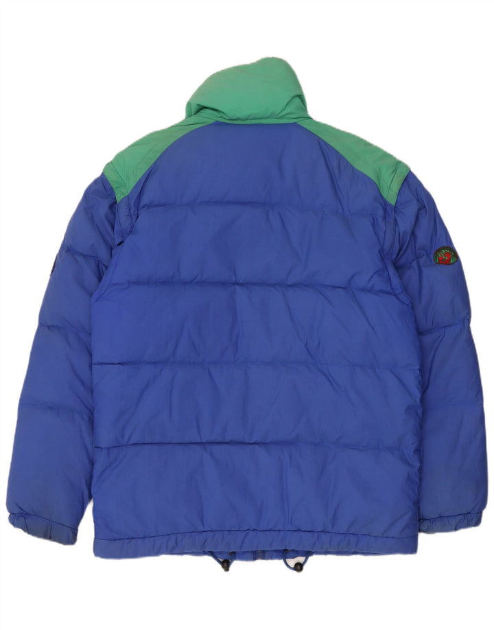 Giacca imbottita oversize da uomo vintage UK 36 piccola in nylon color block blu