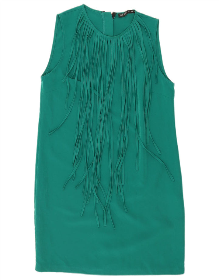 Abito a trapezio senza maniche da donna Zara UK 12 verde medio