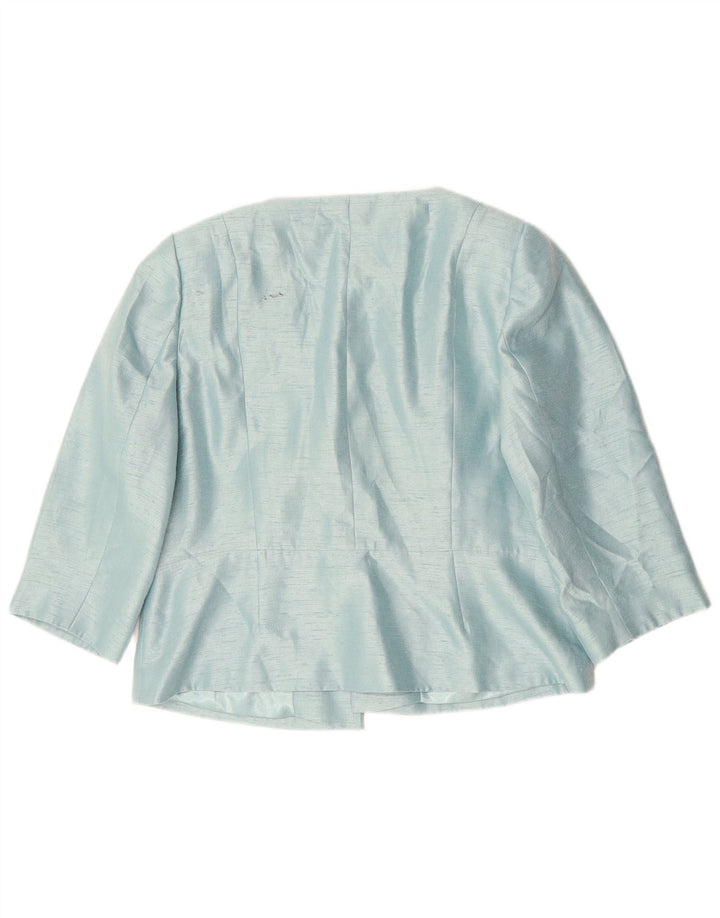 Giacca blazer corta da donna con maniche a 3/4 Jacques Vert UK 16 grande in viscosa blu