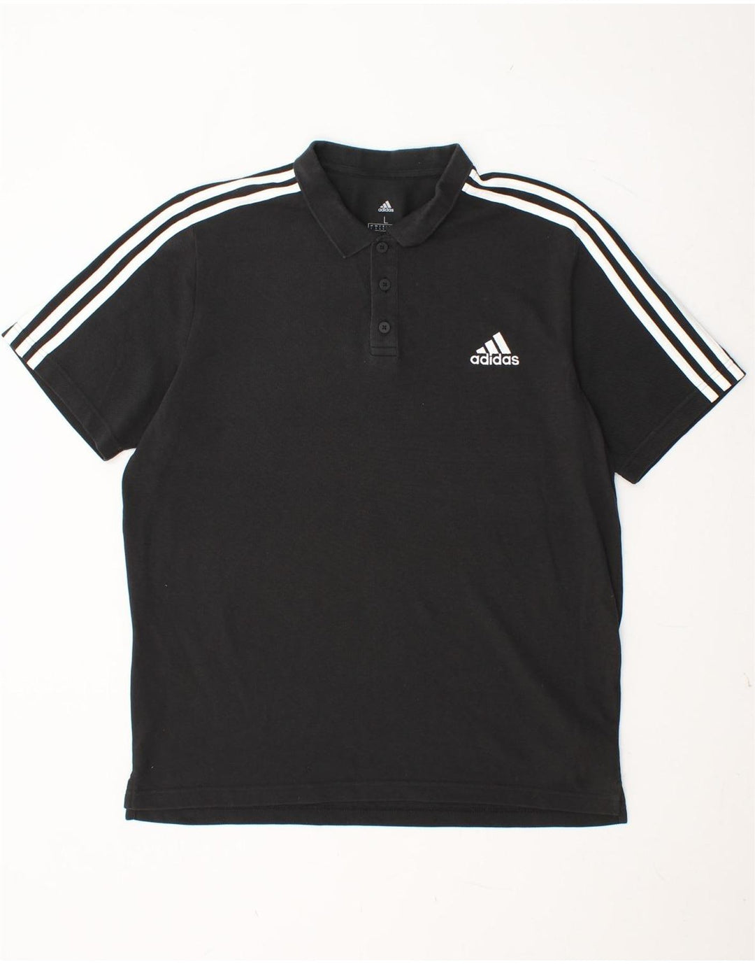 Polo ADIDAS da uomo grande in cotone nero