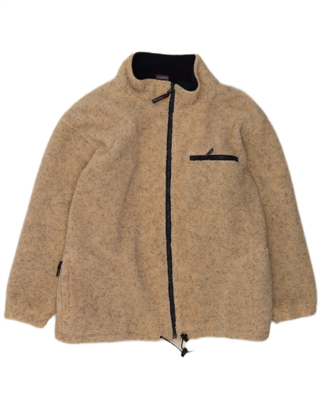 Giacca in pile vintage da uomo UK 42 XL Poliestere chiazzato beige