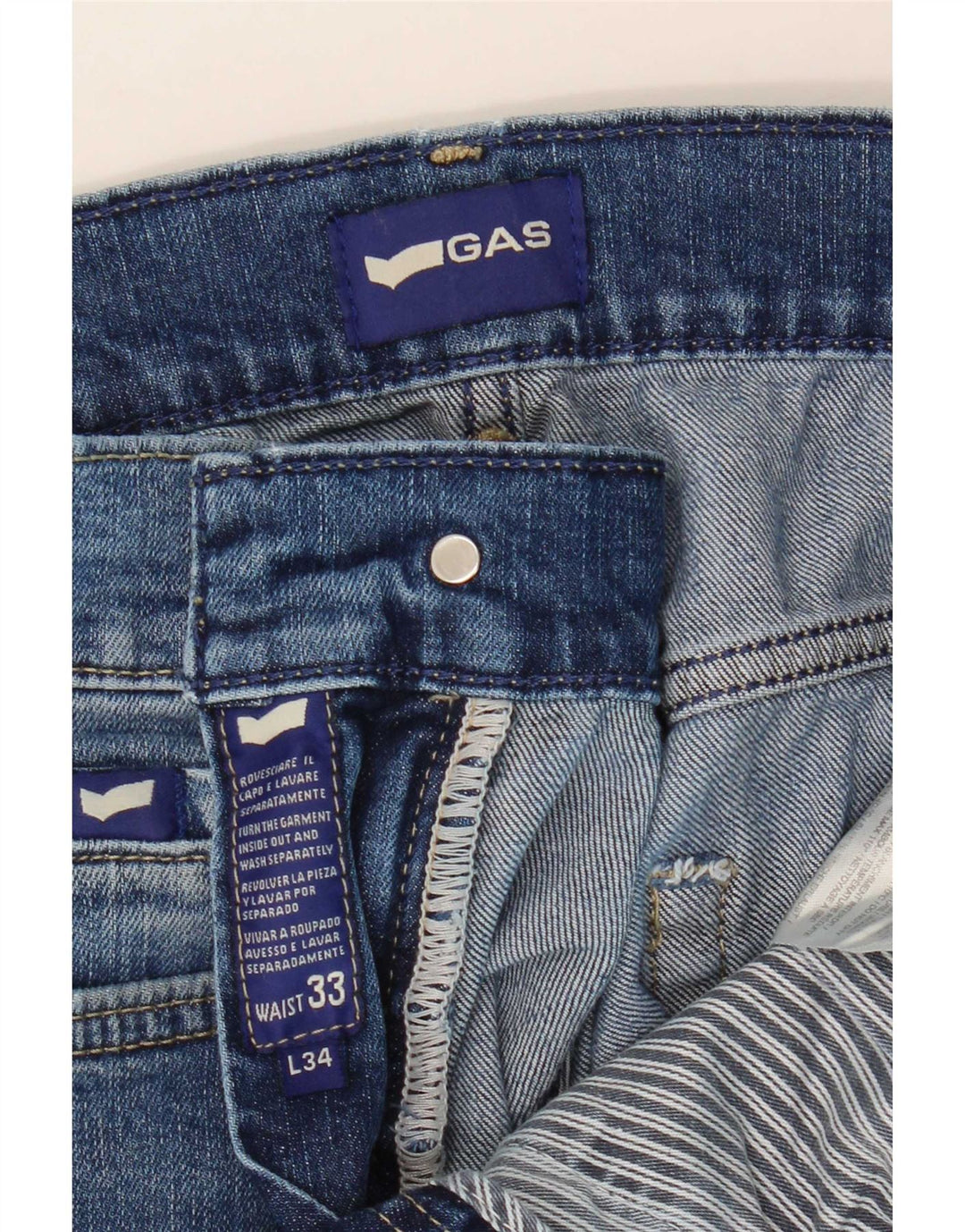 Jeans Cropped Gas Uomo W33 L26 Cotone Blu