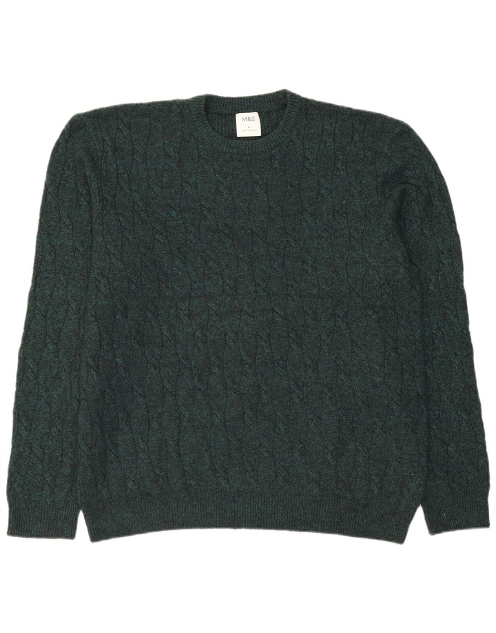 MARKS & SPENCER Maglione maglione girocollo da uomo XL verde poliammide