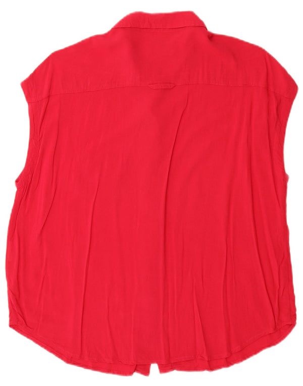 Camicia a maniche corte oversize da donna Benetton Camicetta UK 6 XS Rosso Cotone