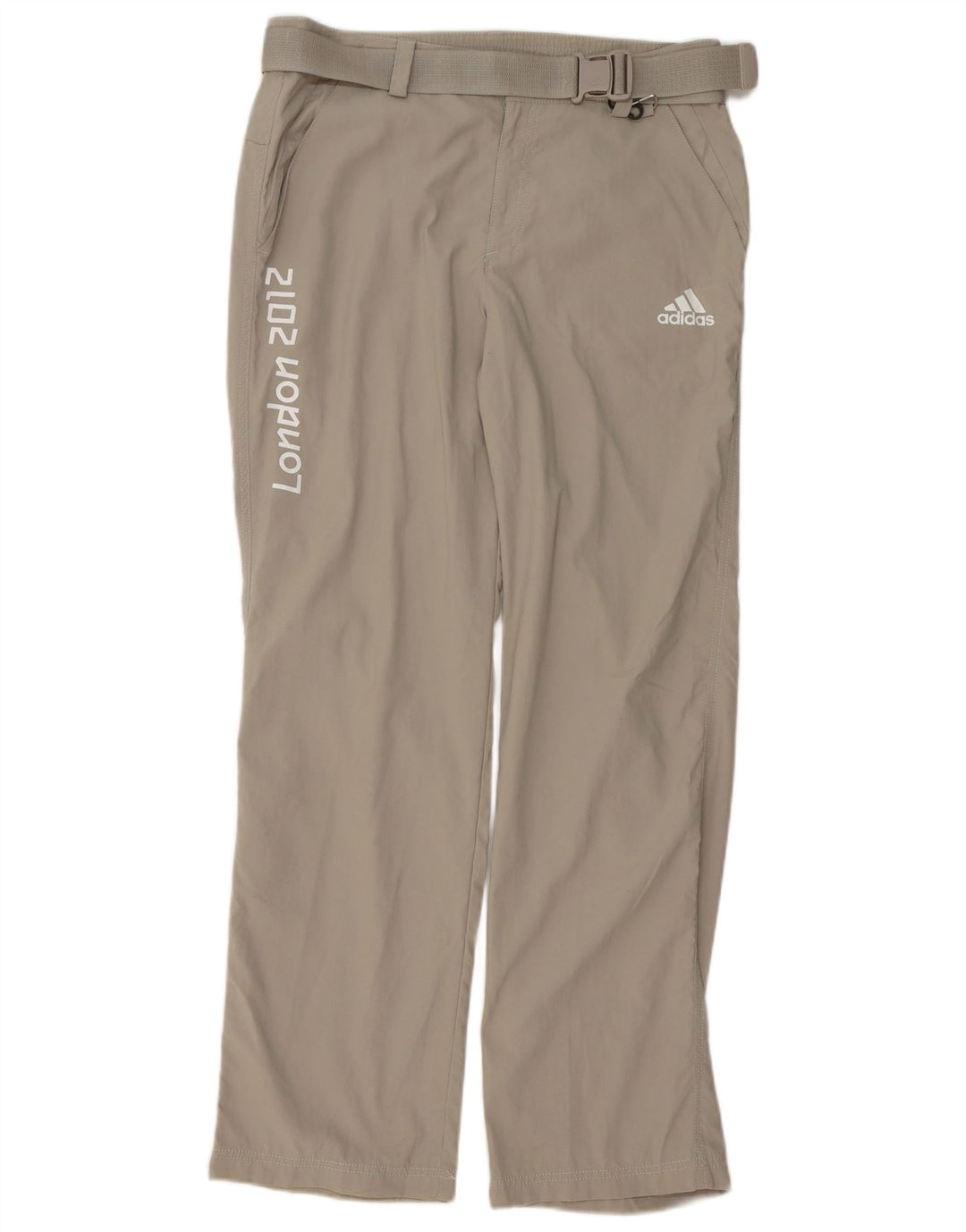 Pantaloni chino dritti con grafica Adidas da uomo medi W32 L32 poliestere grigio