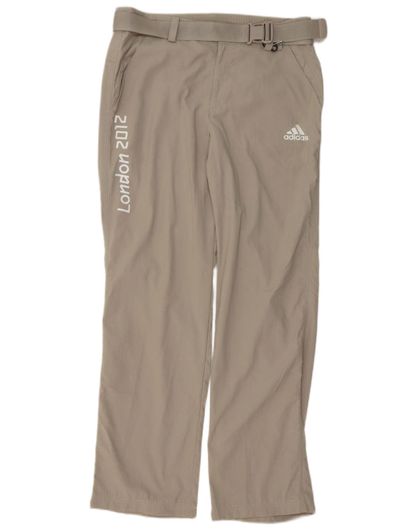Pantaloni chino dritti con grafica Adidas da uomo medi W32 L32 poliestere grigio