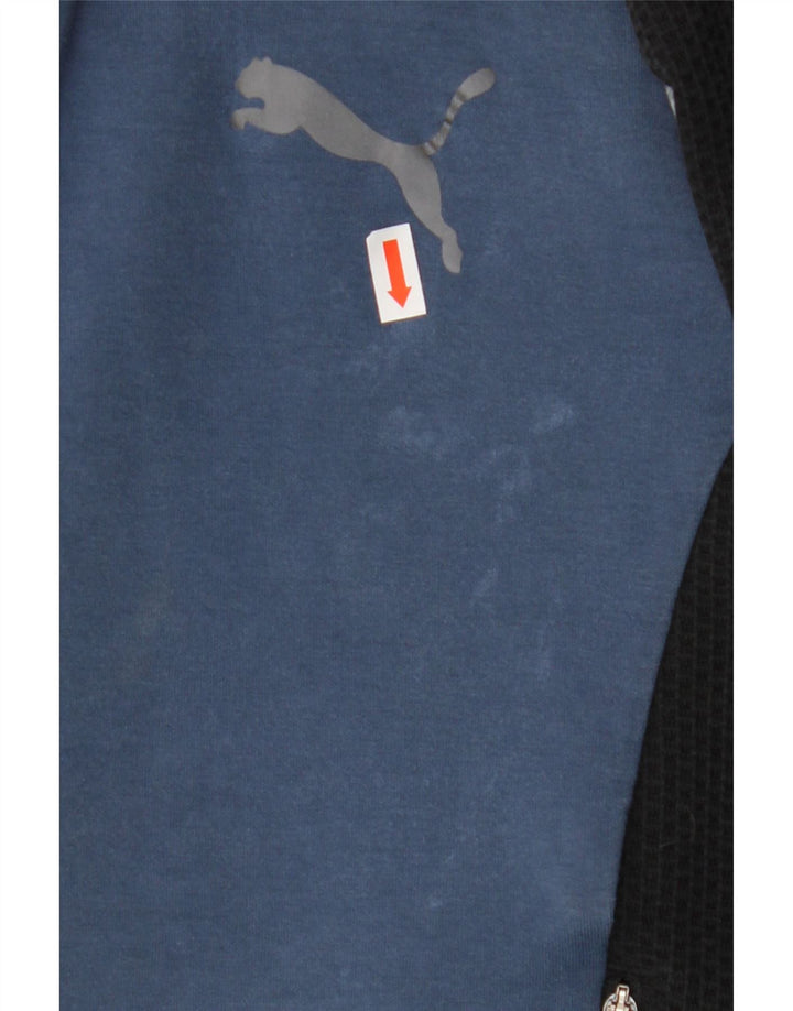 Felpa con cappuccio e zip da uomo Puma Small in cotone color block blu