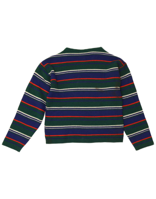 Maglione vintage da donna con collo alto e collo alto IT 42 a righe verde medio
