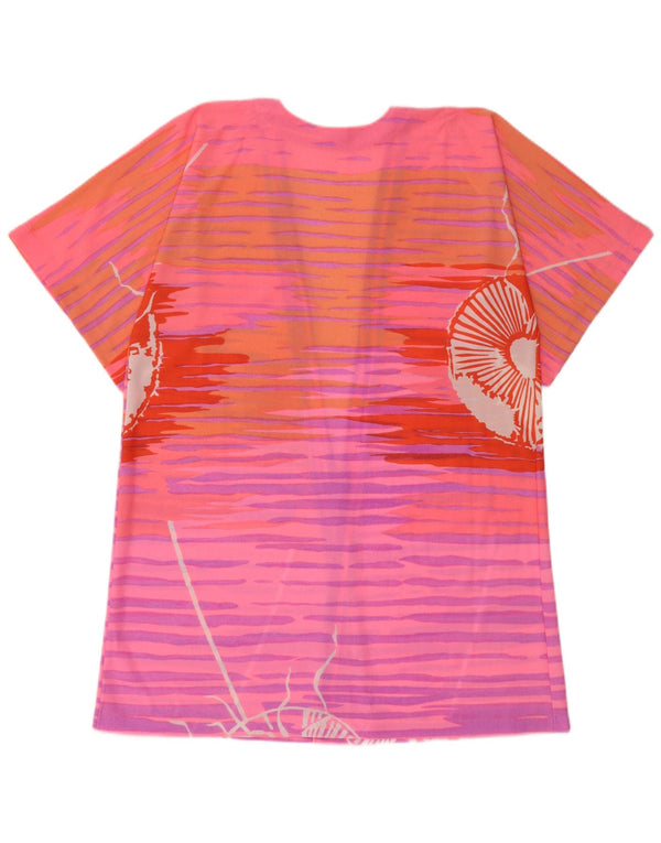 Top cardigan da spiaggia da donna vintage UK 10 piccolo a righe rosa