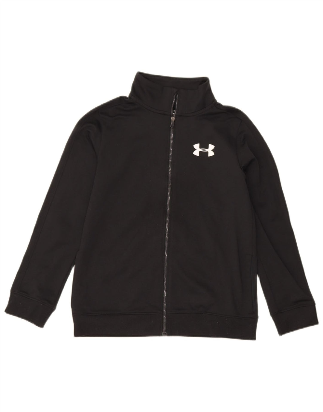 UNDER ARMOUR Girls Tracksuit Top Jacket 9-10 Years Medium Black Polyester