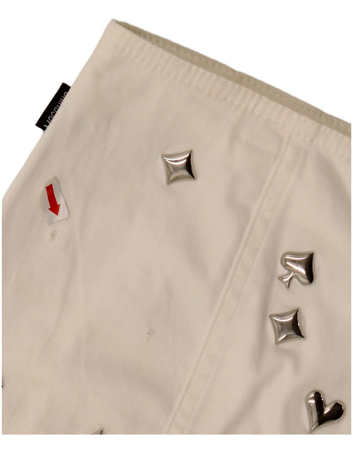 Gonna a trapezio a vita alta da donna MOSCHINO UK 14 W30 L23 Cotone bianco